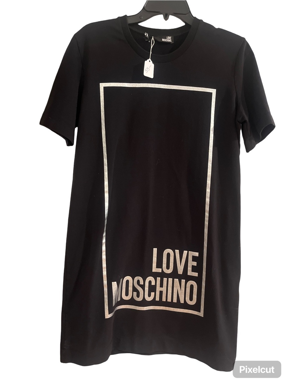 Moschino Black Dress with Silver LOVE MOSCHINO Print